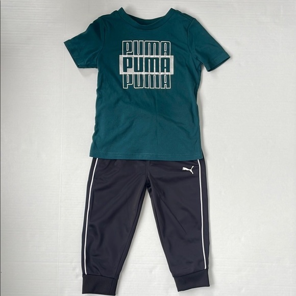 Puma Green and Black Set with Logo and Pant Stripe 2T - Picture 1 of 11